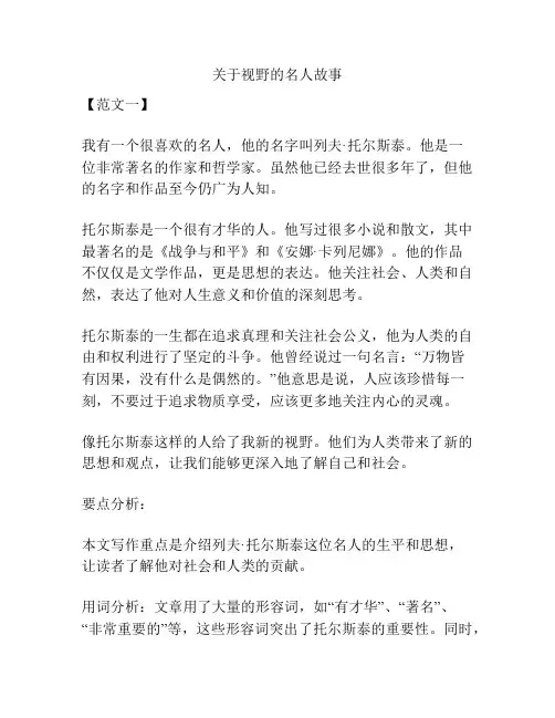 关于视野的名人故事