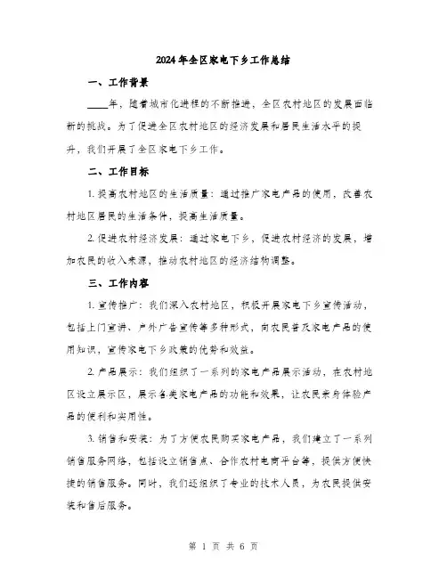 2024年全区家电下乡工作总结(2篇)