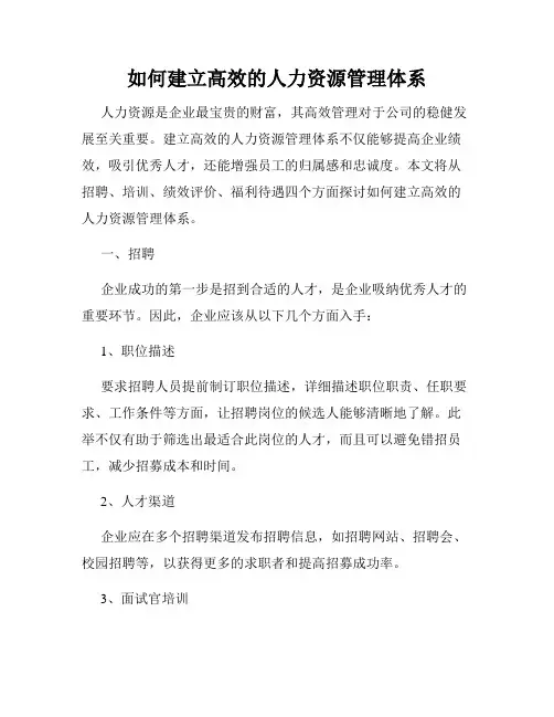 如何建立高效的人力资源管理体系