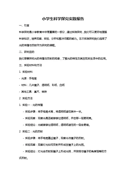 小学生科学探究实践报告