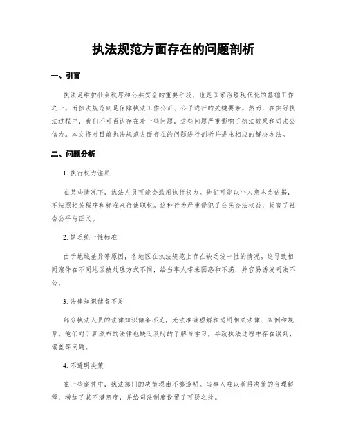 执法规范方面存在的问题剖析