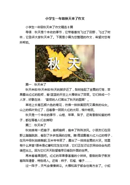 小学生一年级秋天来了作文