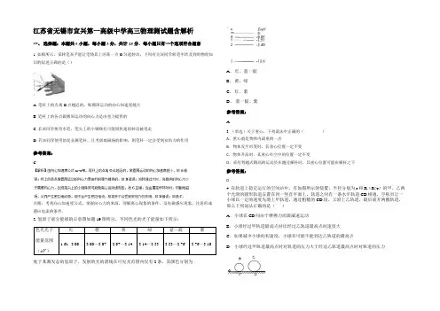 江苏省无锡市宜兴第一高级中学高三物理测试题含解析