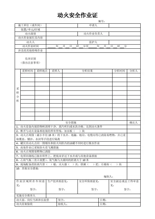 八大特殊作业许可证