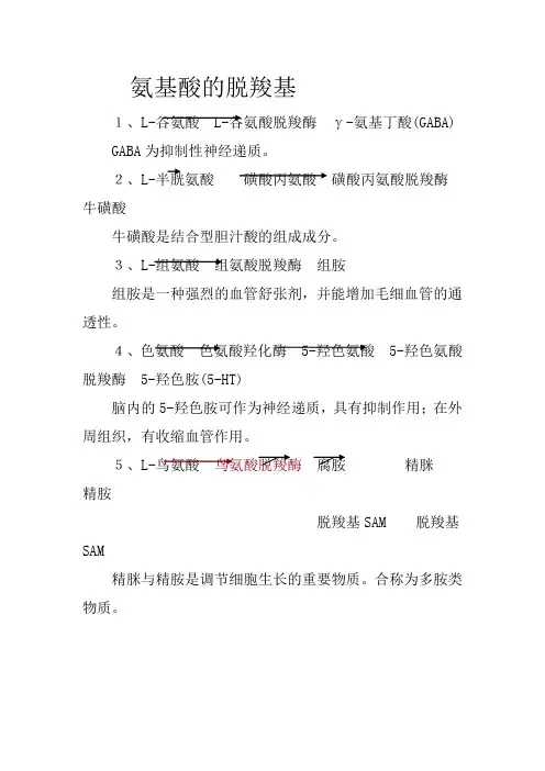 氨基酸的脱羧基