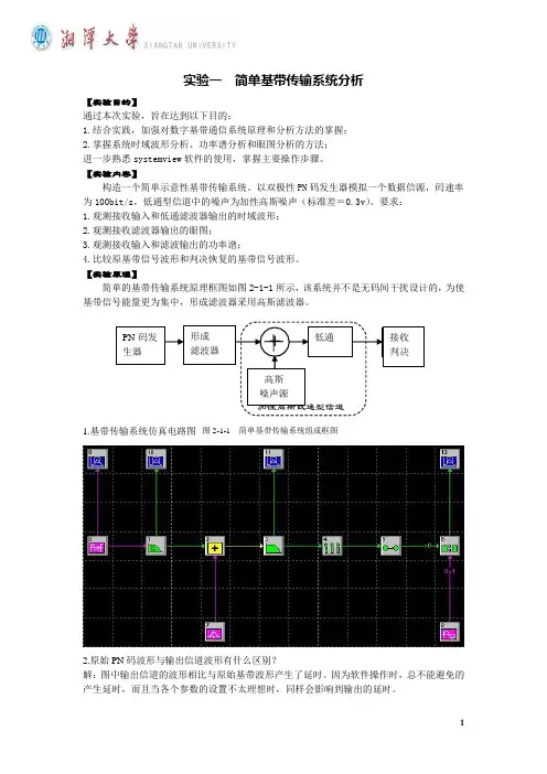 通信原理实验报告_简单基带传输系统分析_二进制键控系统2ASK与2FSK分析_二进制键控系统2PSK与2DPSK分析