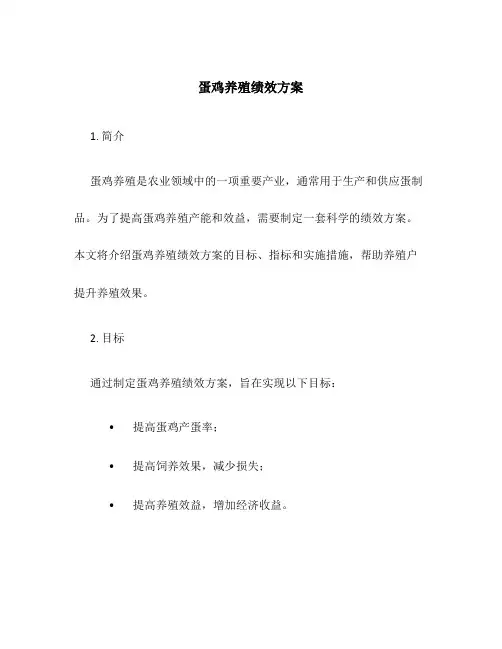 蛋鸡养殖绩效方案