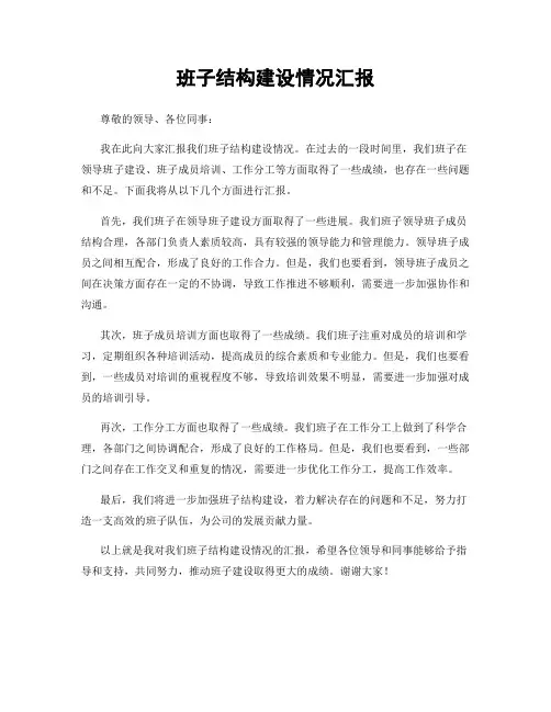 班子结构建设情况汇报