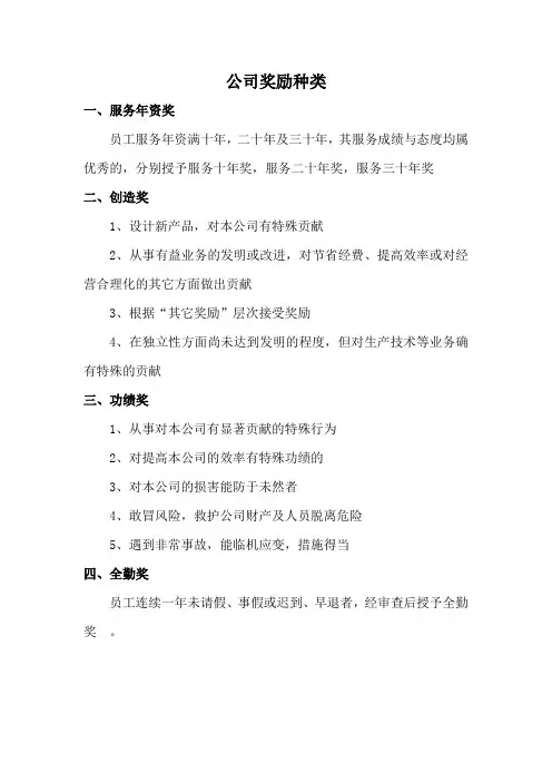 公司奖励种类