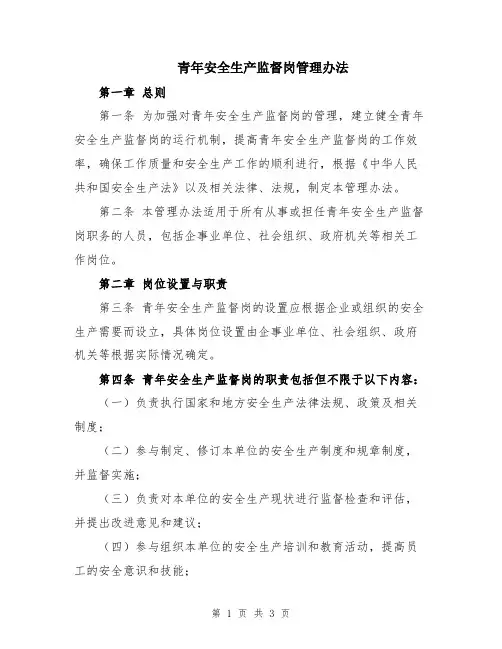 青年安全生产监督岗管理办法