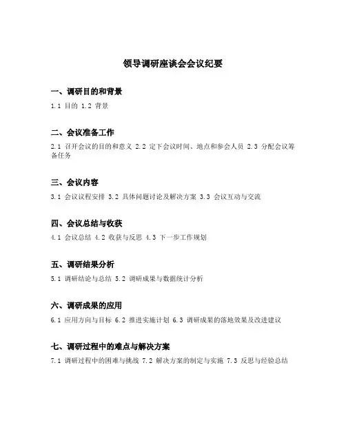 领导调研座谈会会议纪要