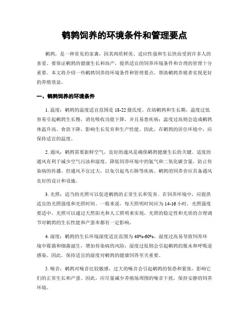 鹌鹑饲养的环境条件和管理要点