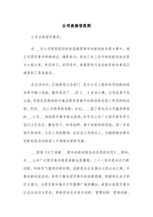 公司表扬信范例（5篇）