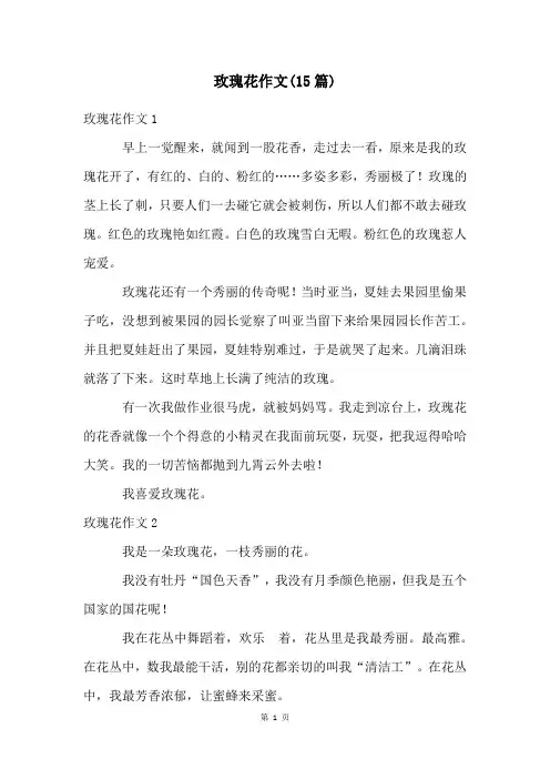 玫瑰花作文(15篇)