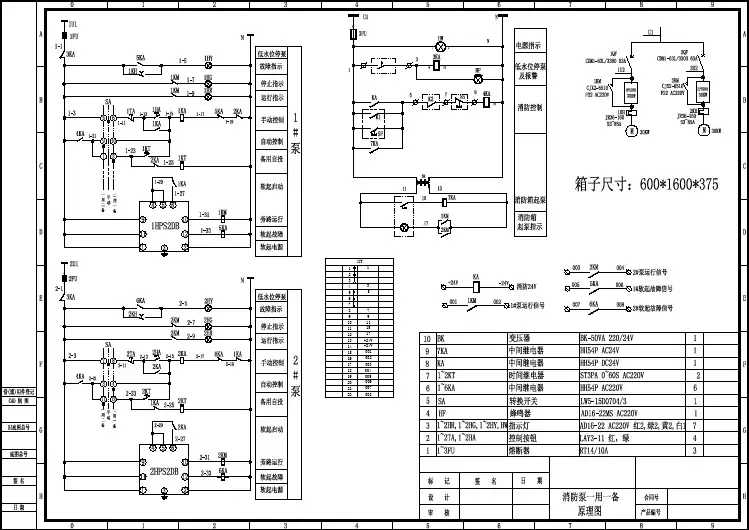 某城市消防水泵一用一备电气原理图