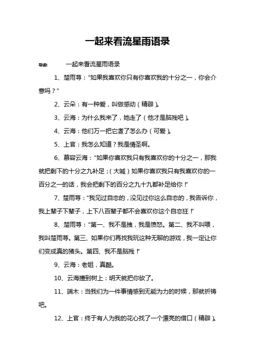 一起来看流星雨语录
