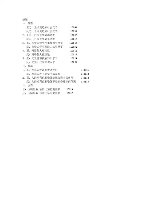 辩论赛辩题题目