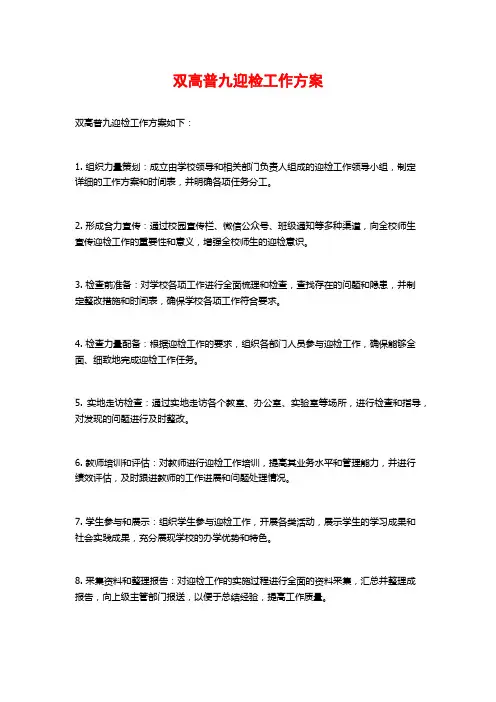 双高普九迎检工作方案