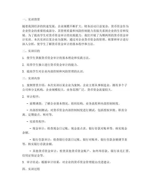 货币资金的审计实训报告