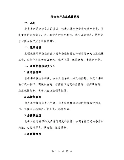 安全生产应急处置预案（五篇）