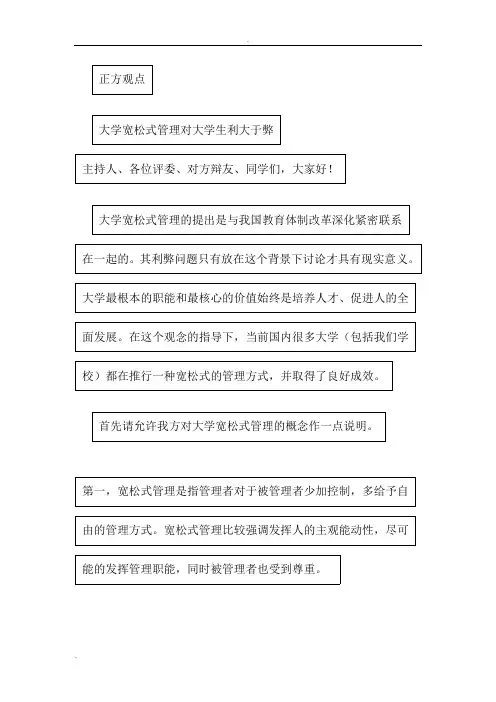 1辩论赛：宽松式管理对大学生弊大于利或利大于弊