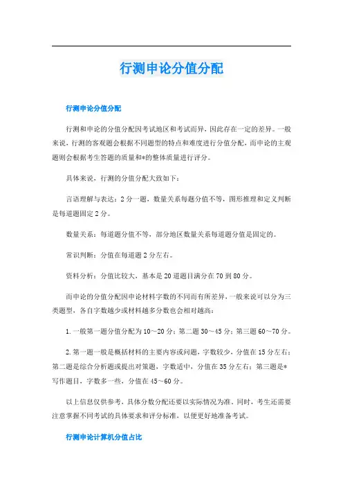 行测申论分值分配
