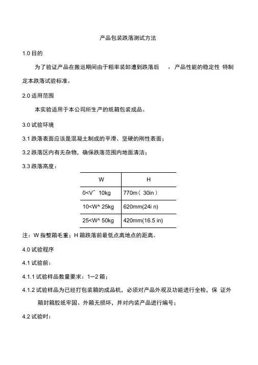 包装跌落测试方法