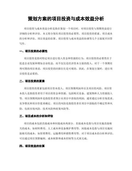 策划方案的项目投资与成本效益分析