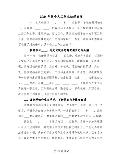 2024年终个人工作总结经典版(五篇)