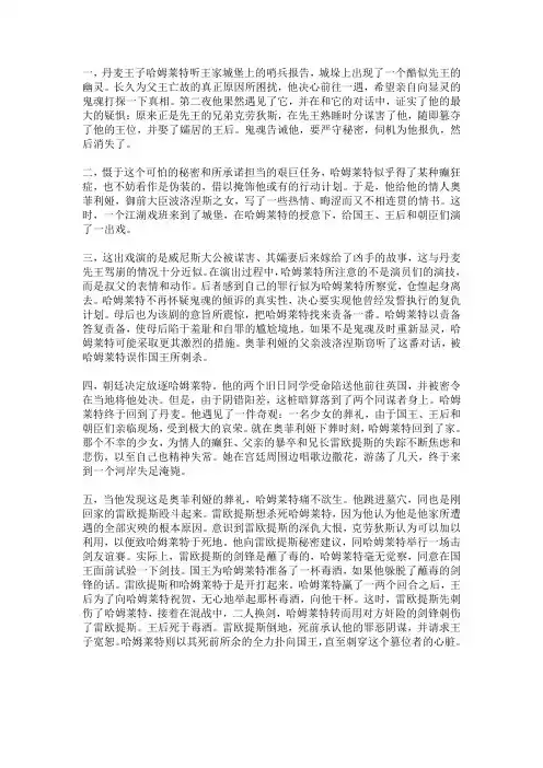 《哈姆雷特》分幕概括