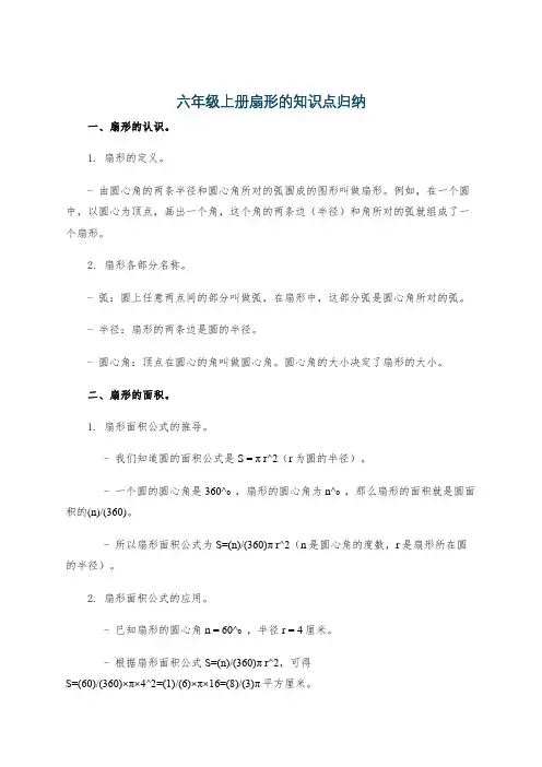 六年级上册扇形的知识点归纳