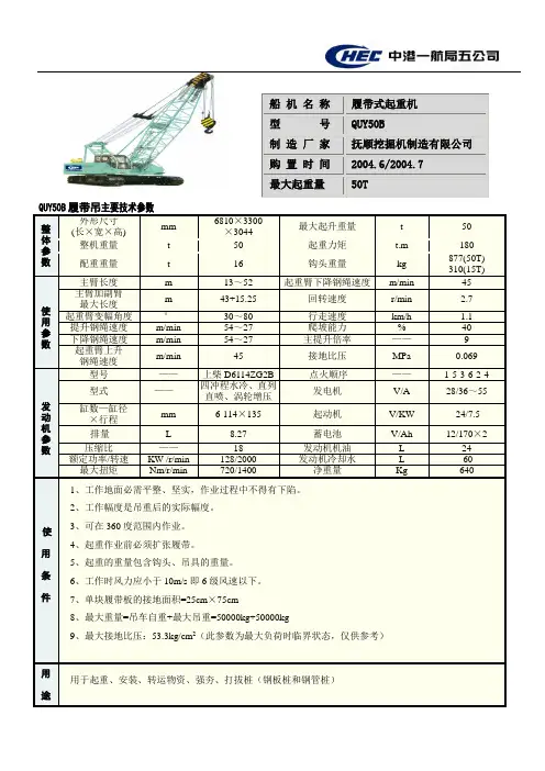 50t履带吊+50t汽车吊参数
