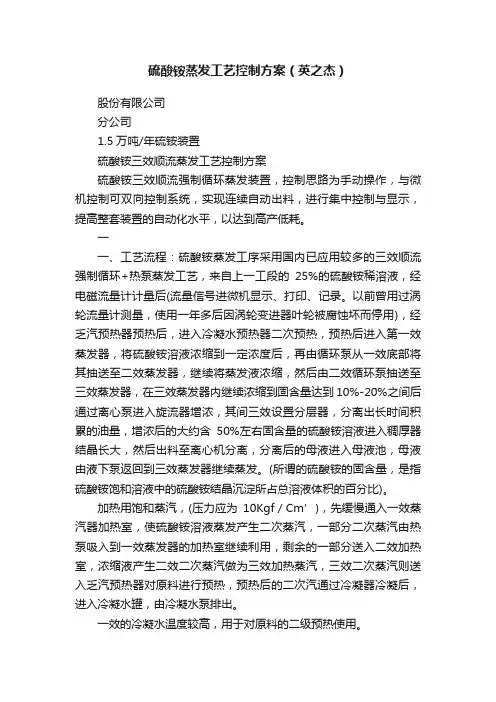 硫酸铵蒸发工艺控制方案（英之杰）