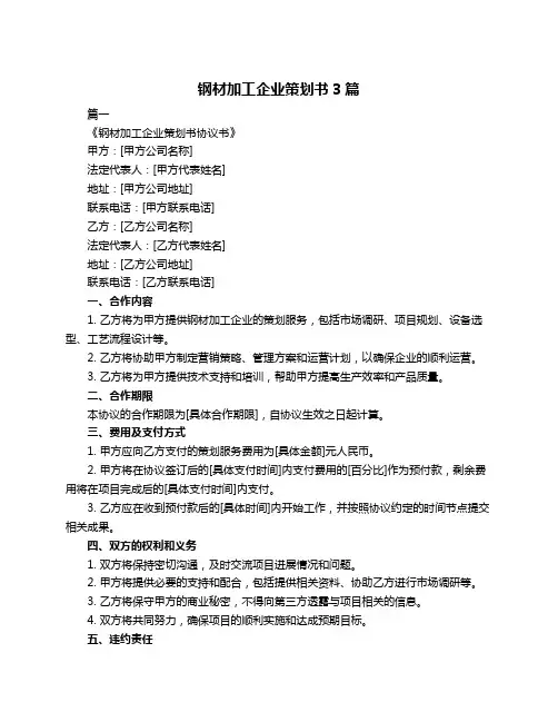钢材加工企业策划书3篇