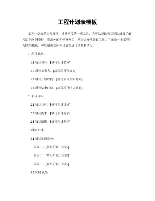 工程计划表模板