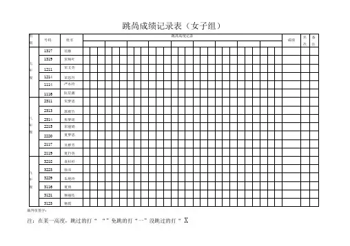 跳高成绩记录表