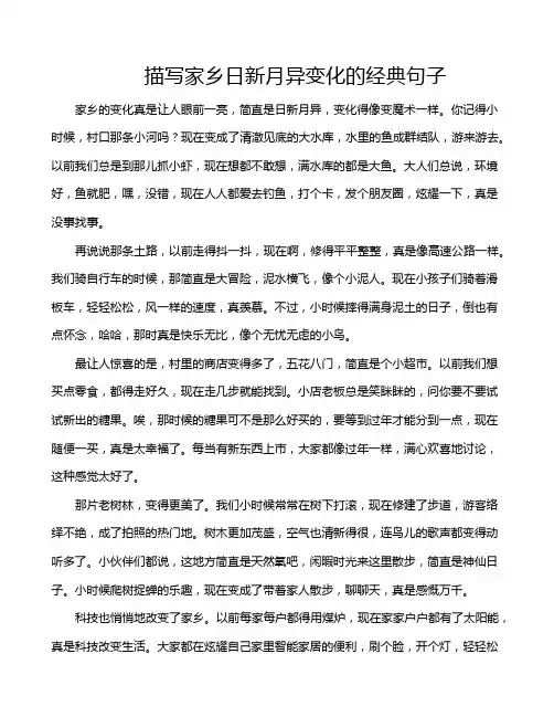 描写家乡日新月异变化的经典句子