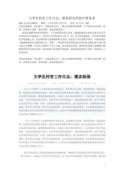 大学生村官工作日志