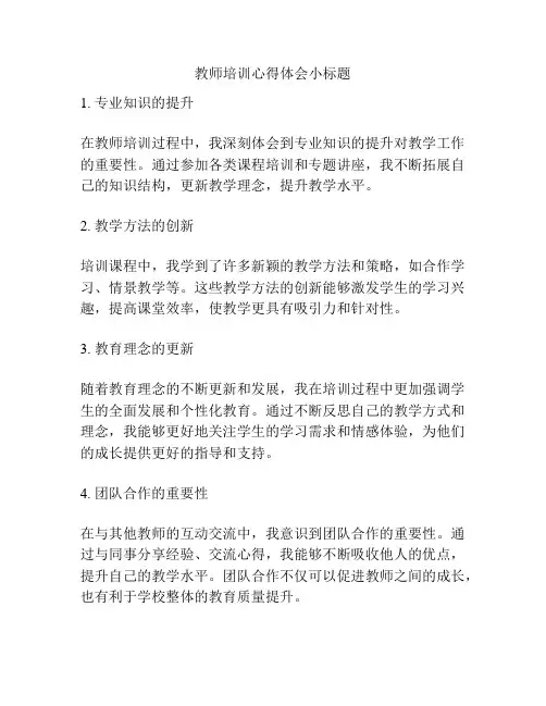 教师培训心得体会小标题