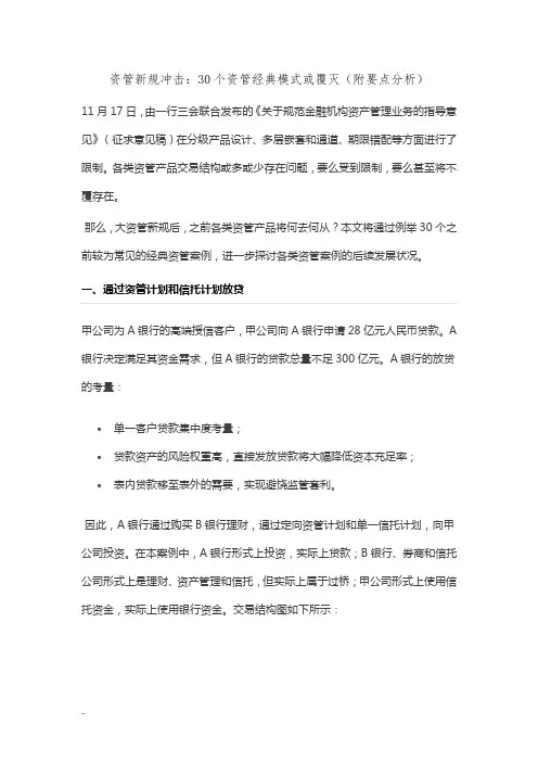 资管新规冲击：30个资管经典模式或覆灭(附要点分析)