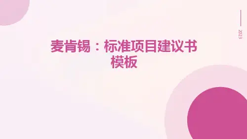 麦肯锡：标准项目建议书模板