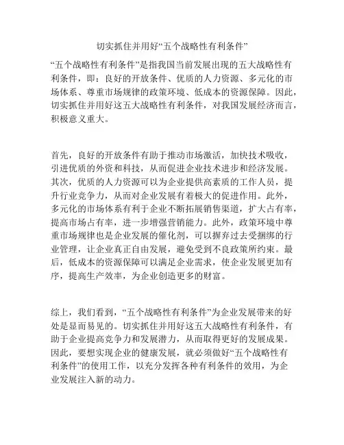 切实抓住并用好“五个战略性有利条件”