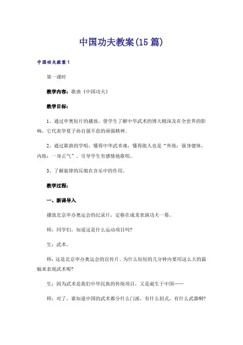 中国功夫教案(15篇)
