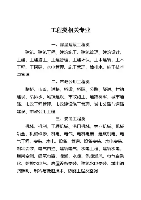 工程类相关专业