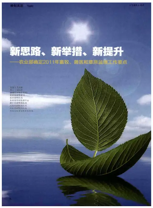 新思路、新举措、新提升——农业部确定2011年畜牧、兽医和草原监理工作要点：2011年畜牧业工作要点