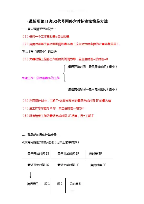 双代号网络六时标注法简易方法
