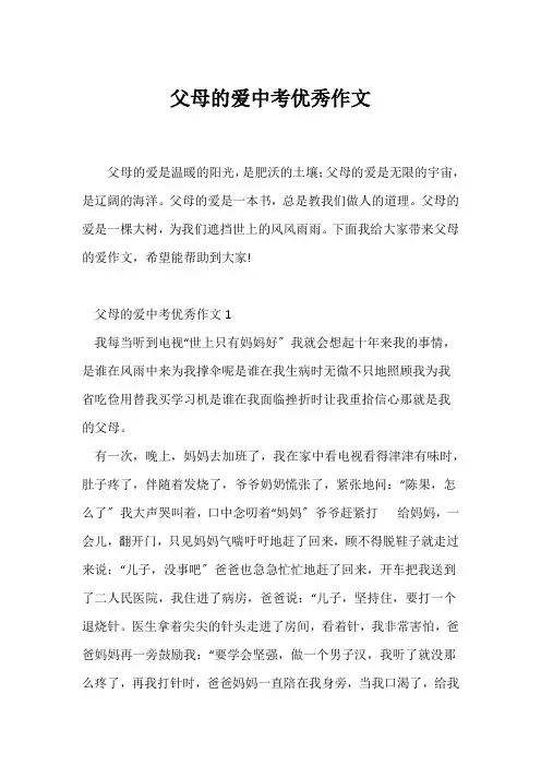 (中考作文)父母的爱中考优秀作文