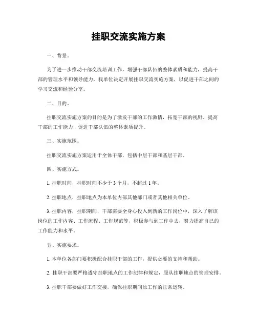挂职交流实施方案