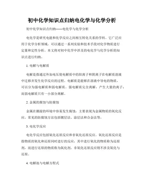 初中化学知识点归纳电化学与化学分析