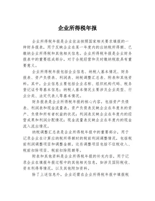 企业所得税年报